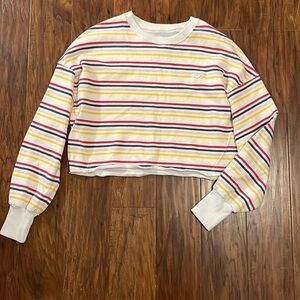Striped Hollister Cropped Sweater/Sweatshirt